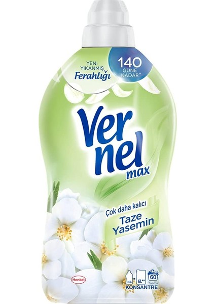 Vernel Max Taze Yasemin Kokulu 60 Yıkama Konsantre Çamaşır Yumuşatıcısı (1 x 1440 Ml) fiyatları