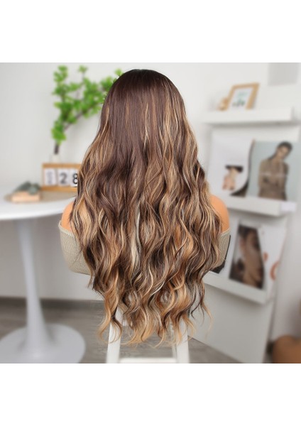 Kahverengi Platin ve Balköpüğü Işıltılı Dalgalı Tül Peruk fırsatları