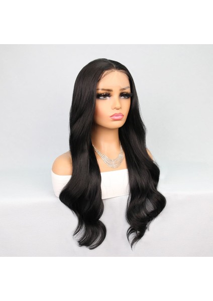 Siyah Uzun Hafif Dalgalı Fiber Sentetik Tül Peruk fiyatları