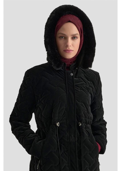 Kürklü Kapitone Kaban 25KD2501 Siyah modelleri