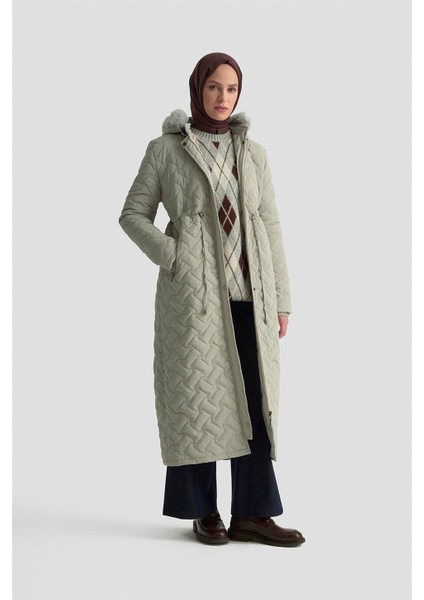 Kürklü Kapitone Kaban 25KD2501 Taş