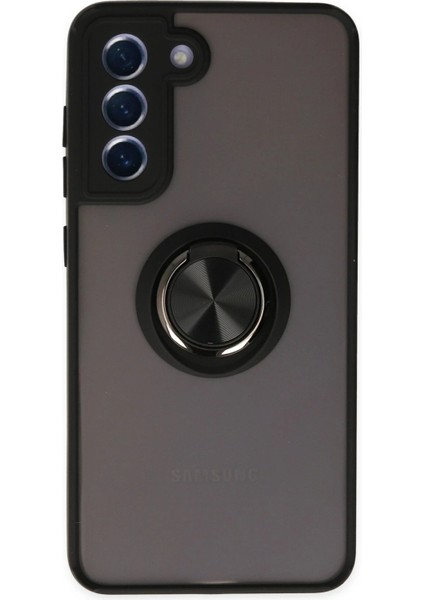 Samsung Galaxy S21 Fe Kılıf Montreal Yüzüklü Silikon Kapak - SIYAH-(5796) - N792J176-M61792