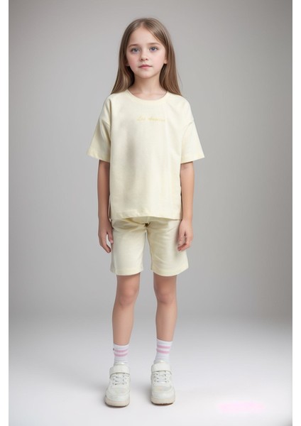 Kız Çocuk Giyim Limon %100 Pamuk T-Shirt & Şort Ikili Takım LL.P01.O2.L01.006