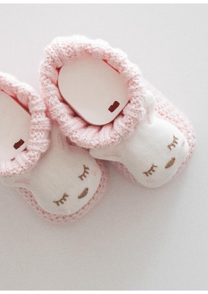 Organik Triko Figürlü Patik Pembe-Tavşan fırsatları