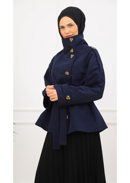 Kadın Kısa Trençkot Biker Tarz fiyatları