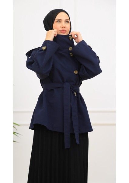 Kadın Kısa Trençkot Biker Tarz modelleri