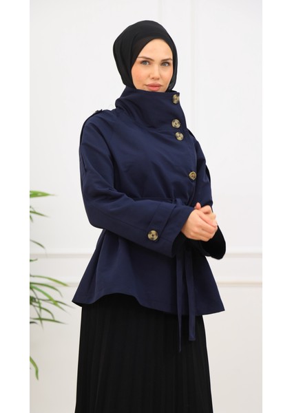 Kadın Kısa Trençkot Biker Tarz indirimleri