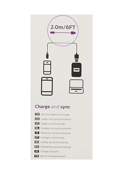 Usb-Micro USB Şarj Kablosu, 2 Metre, Pvc, Siyah (DLC3106U/00) fırsatları