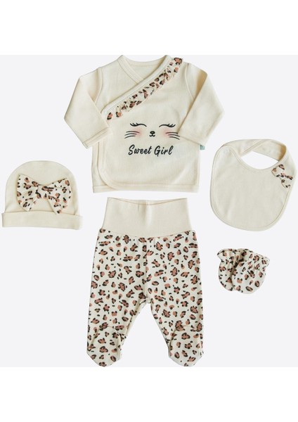 Organik Sweat Girl 5'li Hastane Çıkış Seti Natural