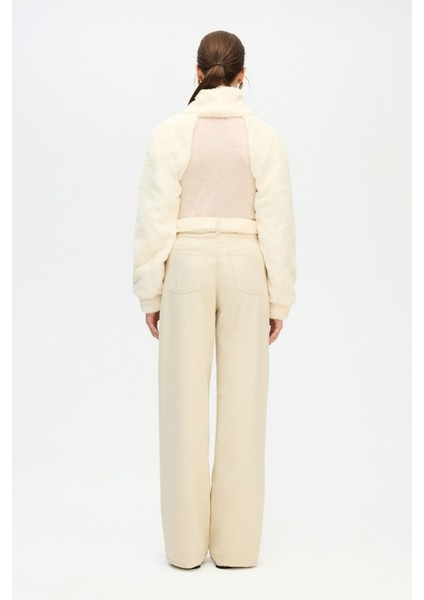 Krem Peluş Bolero modelleri