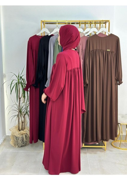 Şallı ve Üsten Robalı,kemerli Elbise Takım .hijap ,abaya (Hac ve Umre Için Uygundur) Bordo fırsatları