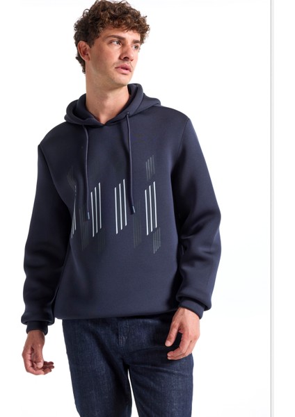 Kapüşon Yaka Baskılı Lacivert Erkek Sweatshırt F5WM-SWT 2893 modelleri