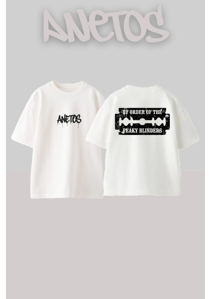 Jilet Tasarım Sırt Baskılı Pamuk Beyaz Oversize T-Shirt