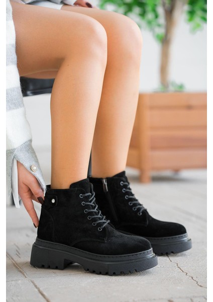 Farber Kadın Hakiki Süet Deri Taşlı Bot Ksiyah fiyatları