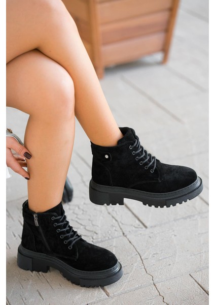 Farber Kadın Hakiki Süet Deri Taşlı Bot Ksiyah modelleri