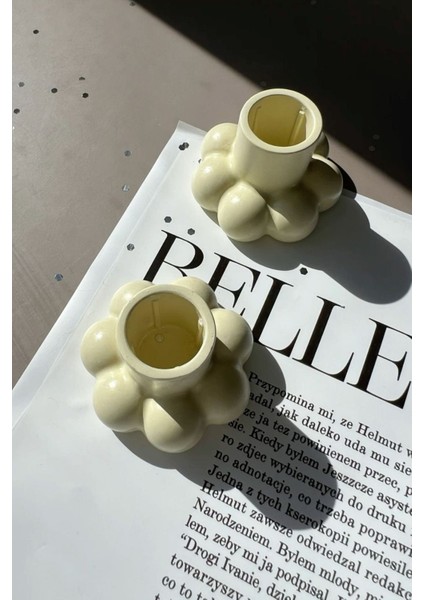 Şamdan Dekoratif Beton Mumluk 2’li Set