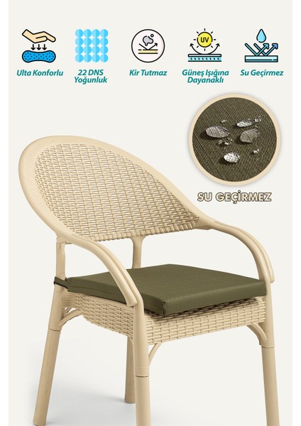 Su Geçirmez Sandalye Minderi Fermuarlı Bağcıklı 22 Dns Sünger
