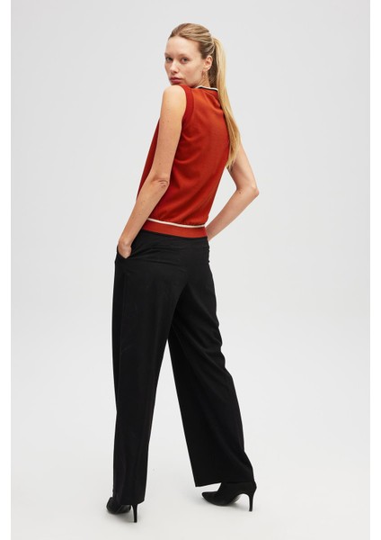 Priscilla Çizgi Detaylı Fiyonklu Kadın Triko Bluz - Kiremit indirimleri