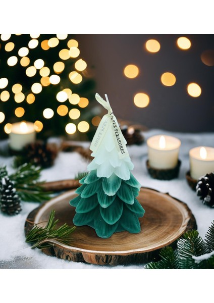 Çam Ağacı Şeklinde Dekoratif Renkli Mum – Yılbaşı Temalı fiyatları