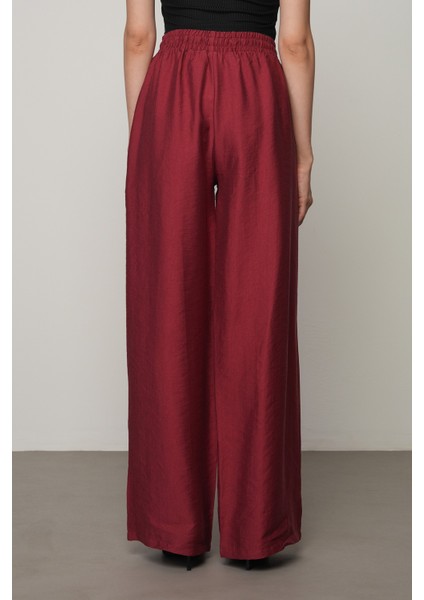 Kadın Düz Renk Beli Lastikli Bol Paça Pantolon fırsatları