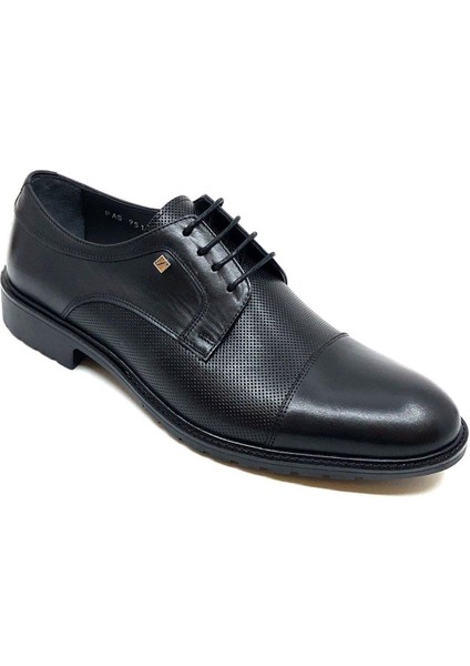 Bağcıklı Siyah Hakiki Deri Kauçuk Taban Klasik Erkek Ayakkabı 9512 46