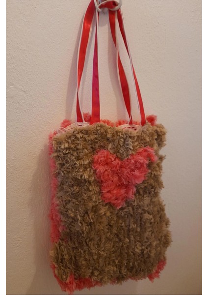 Hygge Pembe - Bej Bez Çanta Uzun Saplı