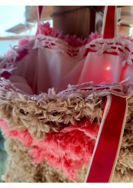 Hygge Pembe - Bej Bez Çanta Uzun Saplı fiyatları