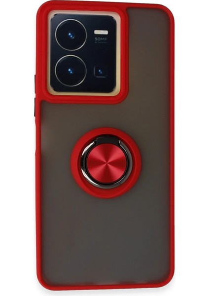 Rdbydn Newface Vivo Y36 Kılıf Montreal Yüzüklü Silikon Kapak - Kırmızı