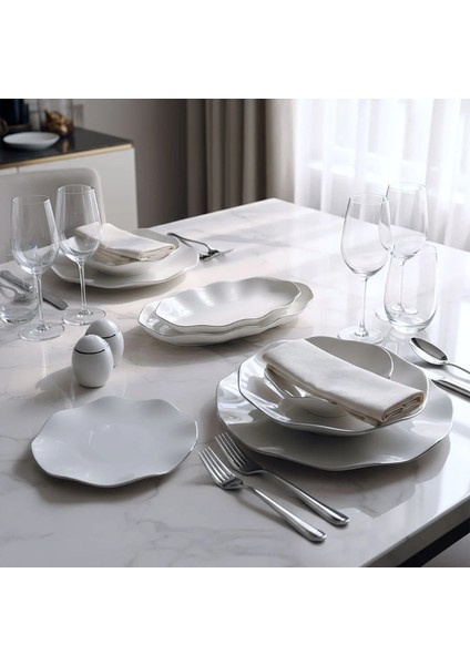 Nesrin 52 Parça Gümüş Fileli Yemek Takımı