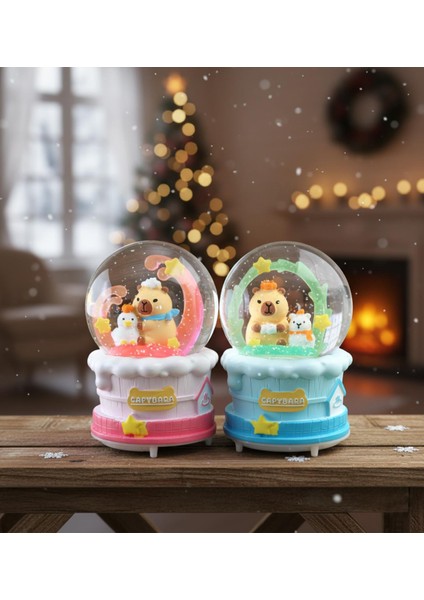 Büyük Boy Işıklı Müzikli Capybara Kar Küresi