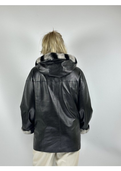 Çift Taraflı Giyilebilir Kadın Deri Mont 176 indirimleri