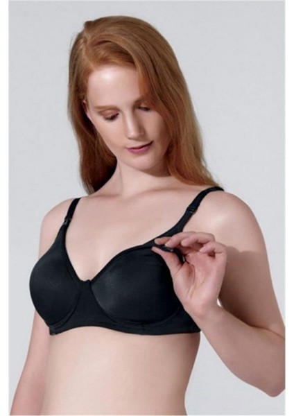 Kadın Siyah Kaplı Süngerli Lohusa Emzirme Sütyeni Wearmest 4950