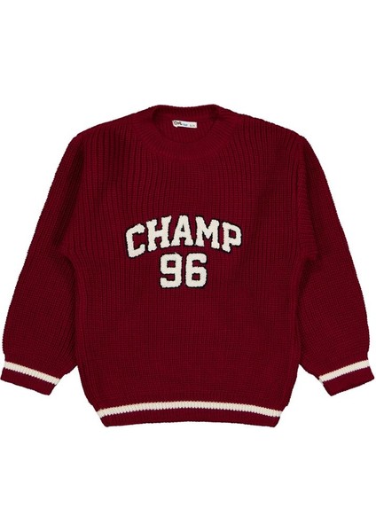 Champ Nakışlı 6-9 Yaş Kazak - Bordo6-7 Yaş