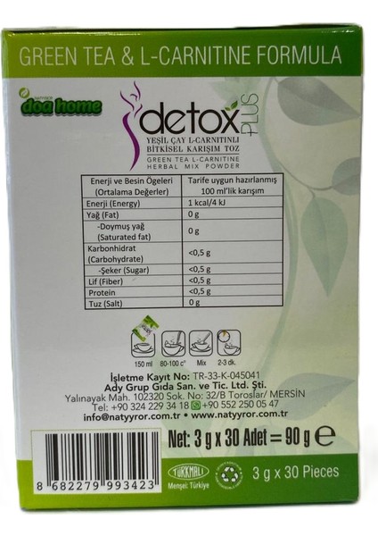 Detox Plus Yeşil Çay L-Carnıtınli Bitkisel Karışım Toz indirimleri