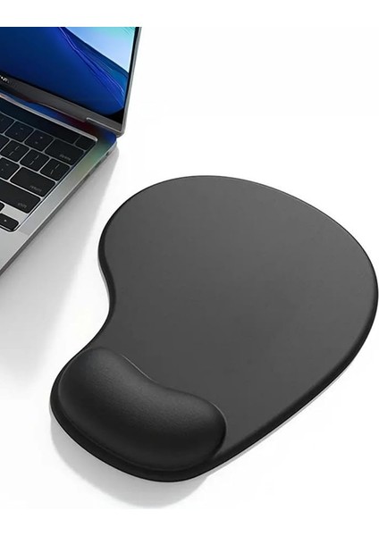 Bilek Destekli Ergonomik Kaymaz Taban Mouse Pad, Masa Pedi Siyah