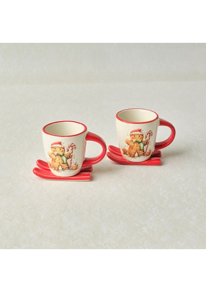 New Year Yılbaşı Sevimli Kurabiye Adam 2 Kişilik Kahve Fincan Takımı 80 ml modelleri