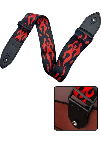 SR-11RD Gitar Omuz Askısı Siyah-Kırmızı Renk Desenli Uzunluk 90-143 cm