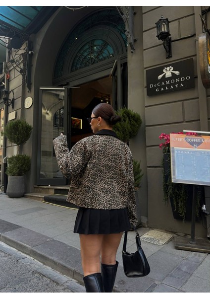 Süet Bomber Ceket Leopar Desen fırsatları