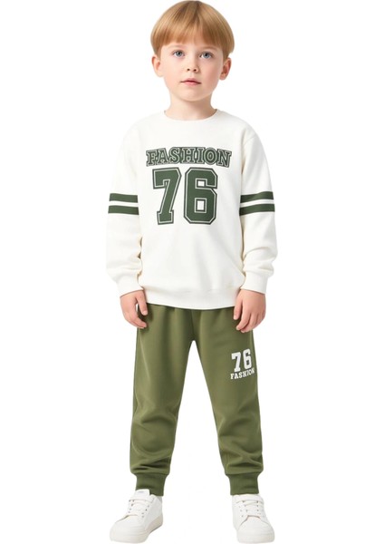 Erkek Çocuk Pamuklu Konforlu Slogan Baskılı Bisiklet Yaka Sweatshirt ve Eşofman Takımı Kaliteli fırsatları