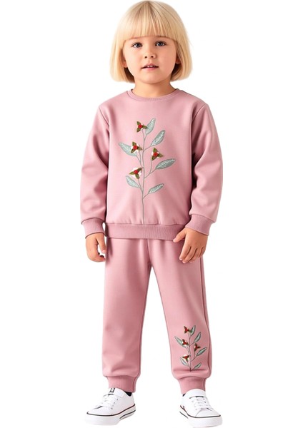 Kız Çocuk Pamuklu Örme Sweatshirt ve Eşofman Altı Takımı Bahar Esintisi Kaliteli Şık Rahat fırsatları