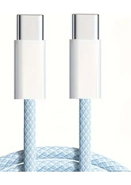 60W Iki Ucu Type-C Örgü Kablo, 1 Metre, Hızlı Şarj ve Veri Aktarımı, Dayanıklı ve Uzun Ömürlü Tasarım, Laptop ve Telefon Uyumlu, Beyaz modelleri