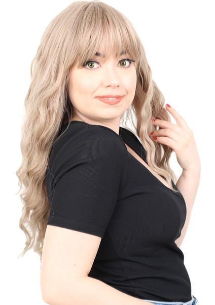 Perçemli Uzun Su Dalgası Fiber Sentetik Peruk/ Küllü Bebek Sarı fiyatları