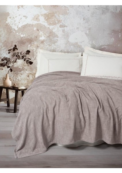 Embrova Şönil Çift Kişilik Yatak Örtüsü/pike Takımı Loom Bej