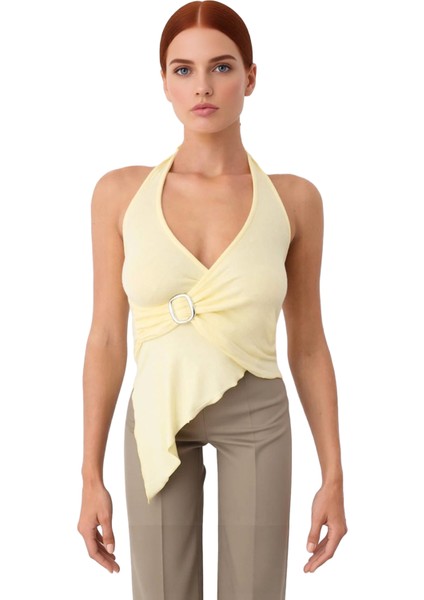 Halter Yaka Fitted Viskoz Örme Bluz Yazlık Parti Kombin Rahat ve Şık Uzun Ömürlü Yüksek Kalite modelleri