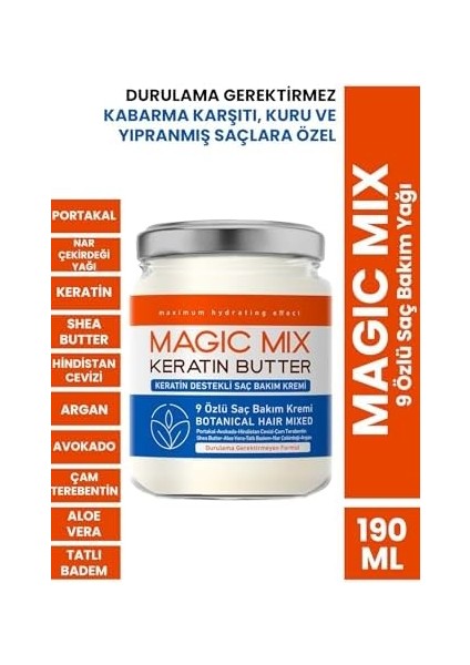 Magic Mix 9 Özlü Saç Bakım Yağı, Derinlemesine Onarıcı & Besleyici, Kırılma Karşıtı & Saç Güçlendirici, Yoğun Nemlendirici & Parlaklık Veren Bakım, 190 ml