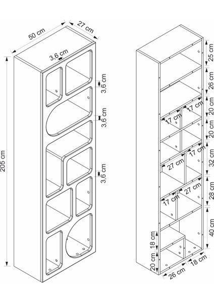Bohem Kitaplık 205 cm Mebran - Beyaz