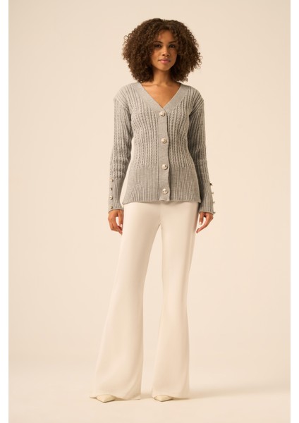 Kadın Saç Örgü Hırka Gri 25237 fiyatları