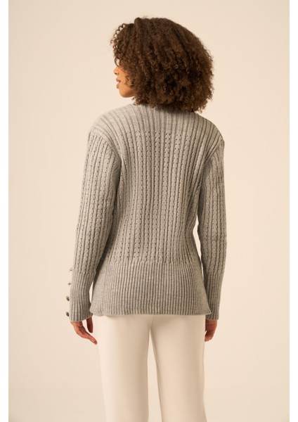 Kadın Saç Örgü Hırka Gri 25237 indirimleri