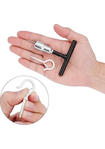 Vidalı Kanca, Beyaz, Vidalamak Için Kanca, 20 Adet Tavan Kancası + 1 Adet Kanca Tornavida, Emniyetli Vidalı Kanca, Bitki Sepetlerini Asmak Için Kanca Vidaları modelleri