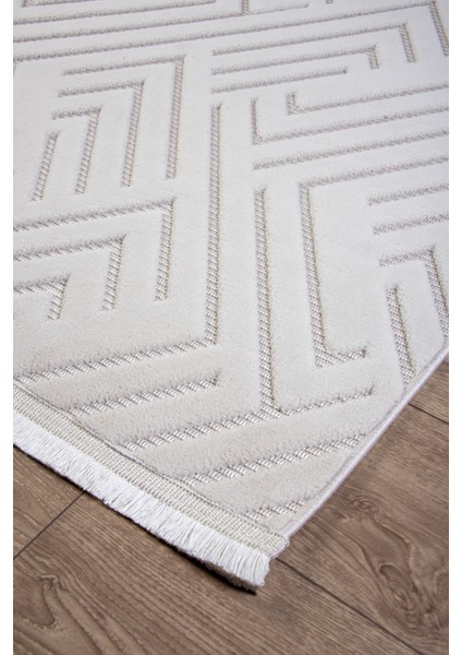 Krem Sisal Bukle Dokuma Hasır Makine Halısı Saçaklı Kaymaz Oturma Salon Mutfak Çocuk Oda Yolluk